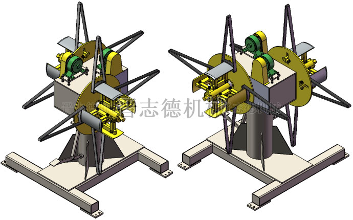 双头材料架3D图,双头材料架图纸