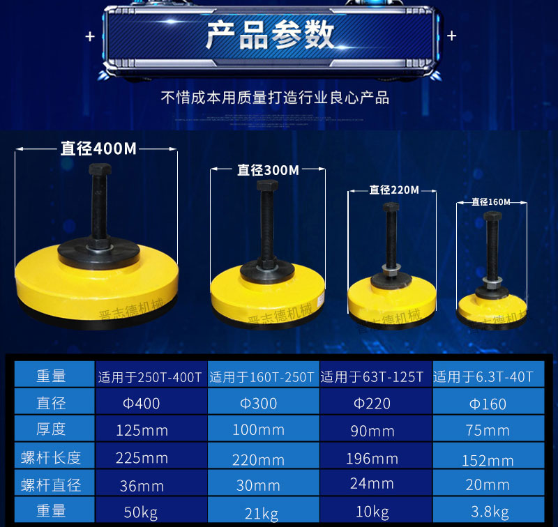 冲床防震脚参数,冲床减震垫参数